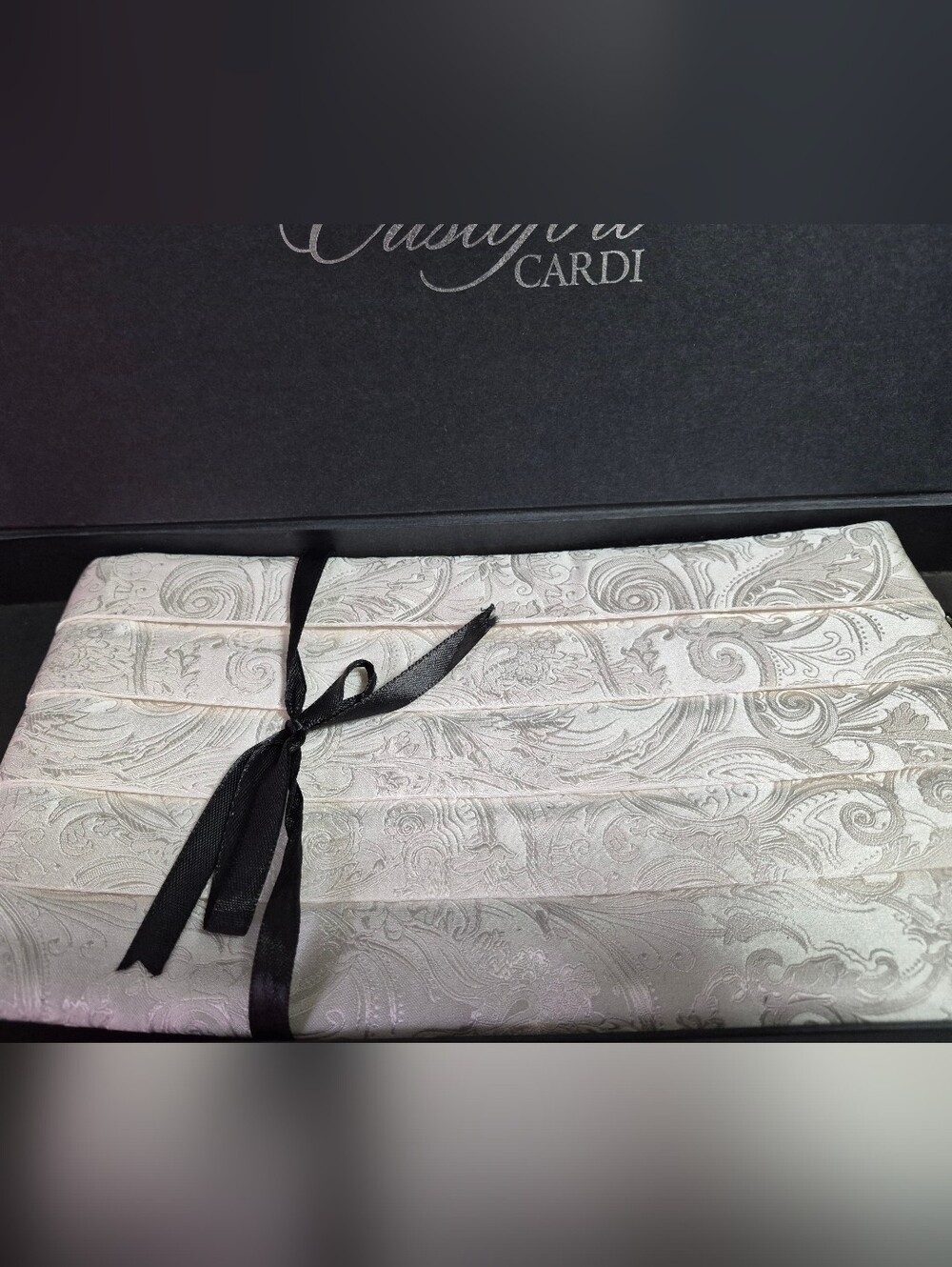 Cristoforo Cardi Platinum Tapestry Silk Cummerbund